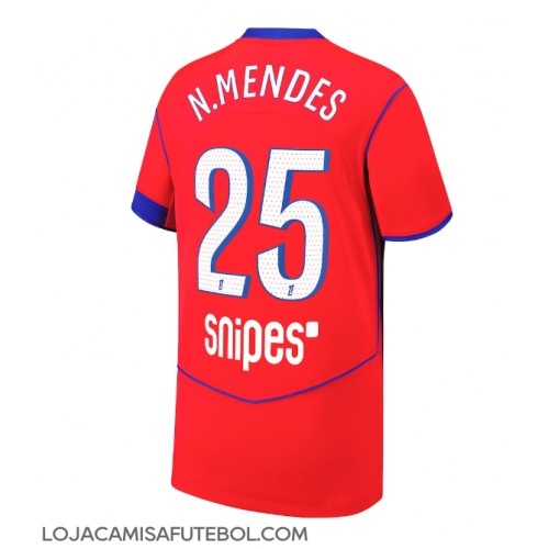 Camisa de Futebol Paris Saint-Germain Nuno Mendes #25 Equipamento Alternativo 2025-26 Manga Curta